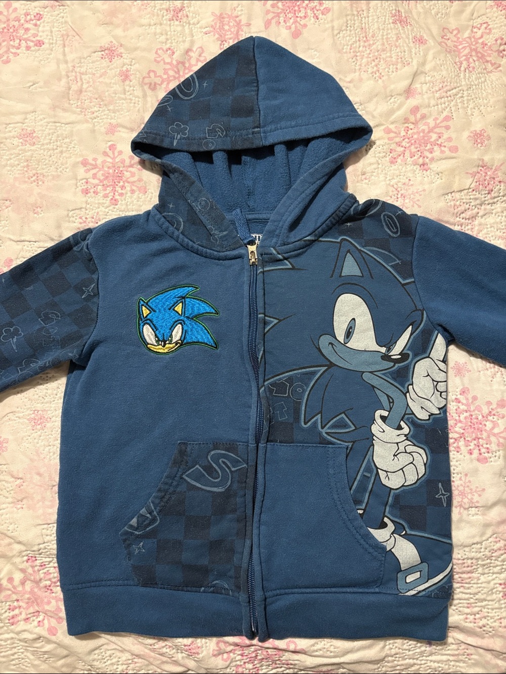 Sonic The Hedgehog Navy Zip-Up Kids Hoodie